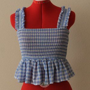 Ruffled, blue and white forever 21 blouse